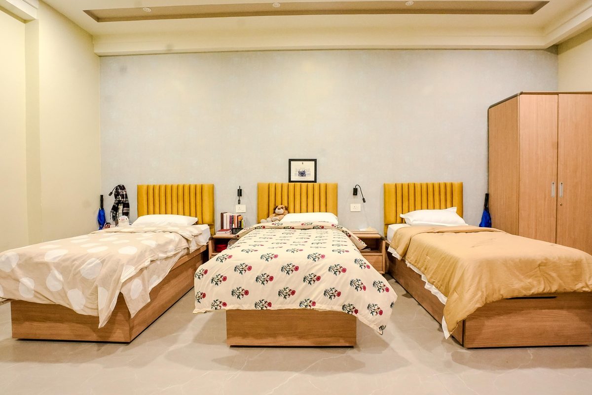 A bedroom in one of the boarding houses
